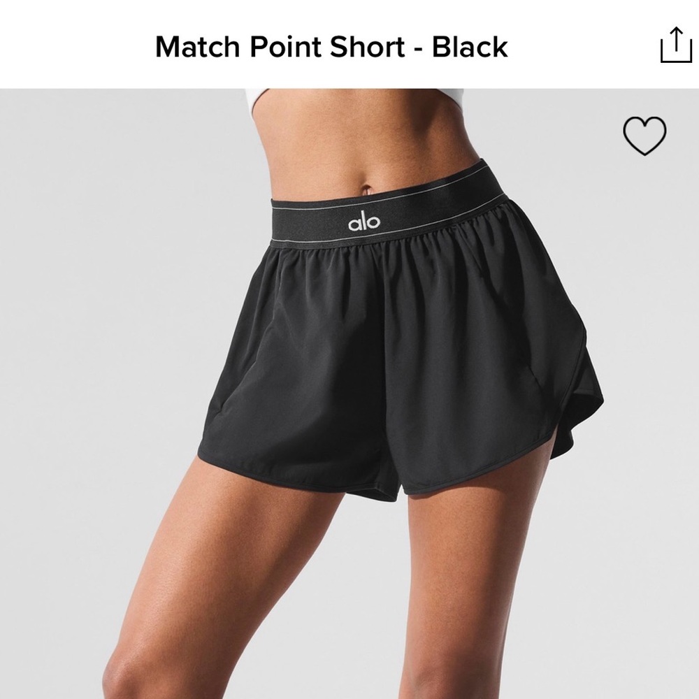 NWT Alo size XS black match point shorts